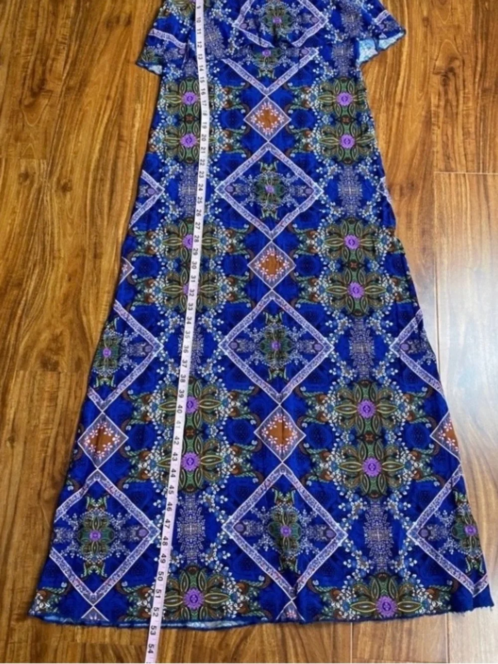 3/$25 Xhilaration Junior Blue Paisley Maxi Dress Size Small Boho Hippie Vacation - Picture 14 of 14